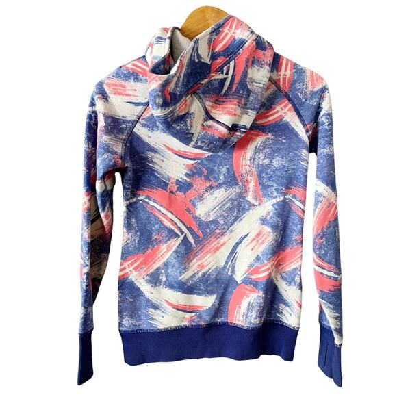 IVIVVA Trippy Solar Pigment Blue Pink Zip Up Hoodie Long Sleeve Thumbhole 12 EUC - Picture 2 of 7